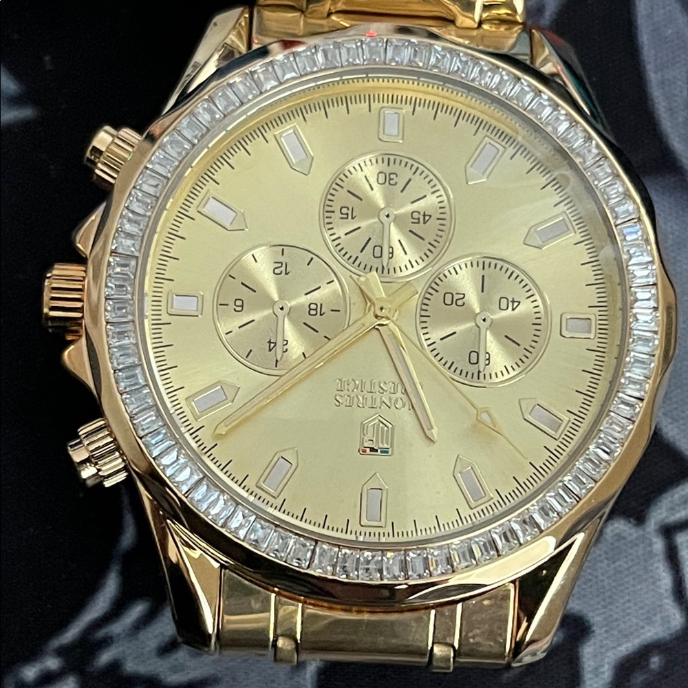 Gold Wristwatch with Chronograph Montres Prestige beautiful model # MPW -0333